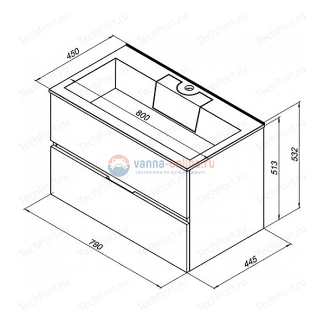 Раковина мебельная Aquanet Фортуна 80 (187094)