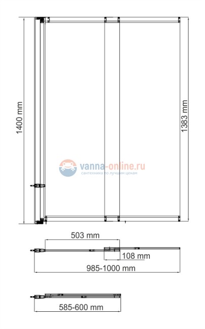 Стеклянная шторка WasserKraft Main 41S02-100 для душа, раздвижная, двустворчатая Стеклянная шторка WasserKraft Main 41S02-100 для душа, раздвижная, двустворчатая