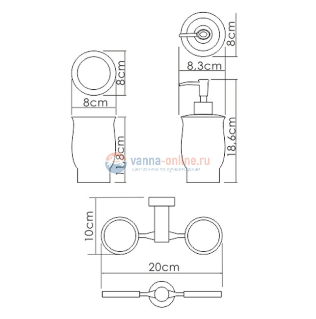 Стакан и дозатор с держателем WasserKRAFT K-24289 Стакан и дозатор с держателем WasserKRAFT K-24289