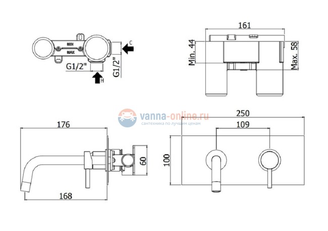 Смеситель Paffoni Light LIG101NO/M для раковины встраиваемый, цвет черный матовый Смеситель Paffoni Light LIG101NO/M для раковины встраиваемый, цвет черный матовый