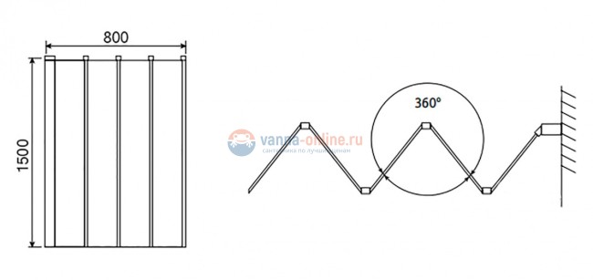 Душевая шторка на ванну RGW SC-23, 03112308-11, 80 х 150 см, профиль - хром