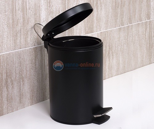 Ведро для мусора WasserKRAFT 635 Black, с педалью, 5 л, цвет - черный Ведро для мусора WasserKRAFT 635 Black, с педалью, 5 л, цвет - черный