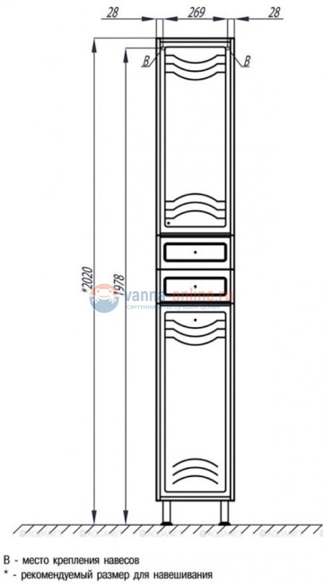 Шкаф-колонна Акватон ДОМУС правый, 1A122003DO01R