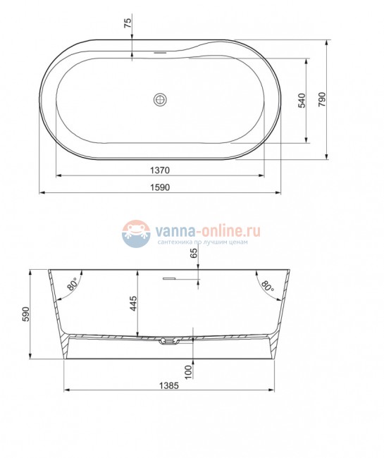 Ванна каменная Roca Raina 159 х 79 см 248466000, литой мрамор Stonex, овальная, белая Ванна каменная Roca Raina 159 х 79 см 248466000, литой мрамор Stonex, овальная, белая