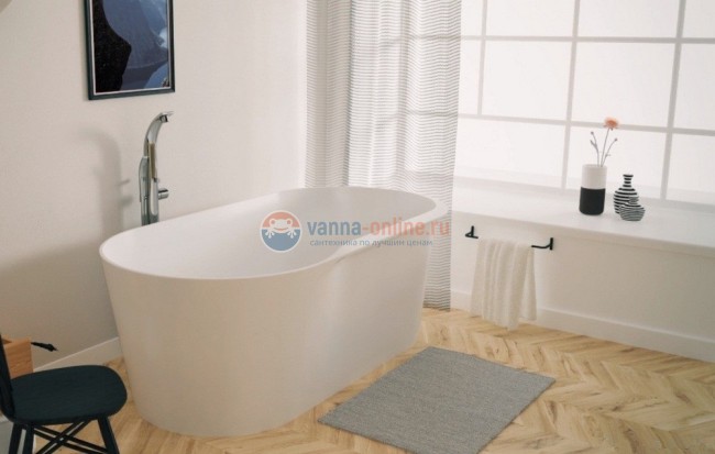 Ванна каменная Roca Raina 159 х 79 см 248466000, литой мрамор Stonex, овальная, белая Ванна каменная Roca Raina 159 х 79 см 248466000, литой мрамор Stonex, овальная, белая