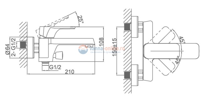 Смеситель D&K Berlin DA1433212 для ванны идуша, зеленый Смеситель D&K Berlin DA1433212 для ванны идуша, зеленый