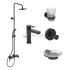 Промо-комплект, состоящий из душевой системы IDEALRAIN BC749XG, смесителя для раковины CERAFINE BC554XG, крючка для одежды IOM A9115XG, стакана с держателем IOM A9120XG и мыльницы A9122XG IOM