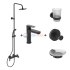 Промо-комплект, состоящий из душевой системы IDEALRAIN BC749XG, смесителя для раковины CERAFINE BC554XG, крючка для одежды IOM A9115XG, стакана с держателем IOM A9120XG и мыльницы A9122XG IOM