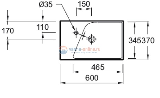 Раковина-столешница Jacob Delafon RYTHMIK EXR112-Z-00, 60*37 см