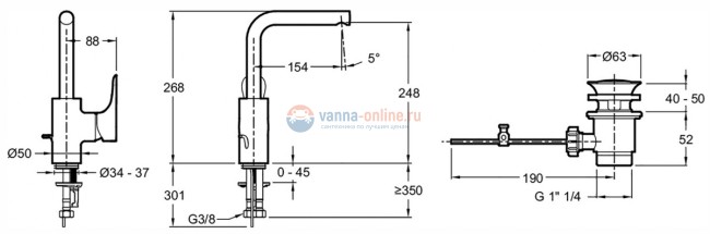 Смеситель Jacob Delafon Villette E23719-CP для раковины, с донным клапаном, хром Смеситель Jacob Delafon Villette E23719-CP для раковины, с донным клапаном, хром