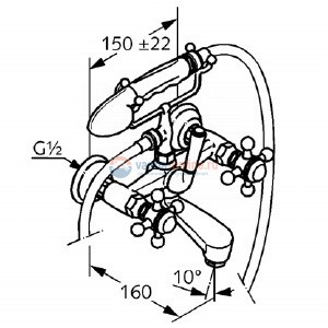 Смеситель Kludi Adlon 514414520 для ванны и душа DN 15, латунь