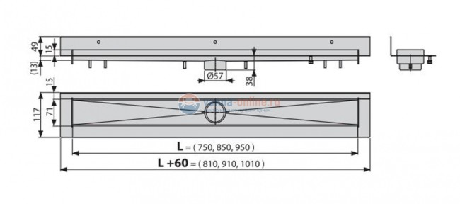 Душевой лоток AlcaPlast APZ23 Modular Wall-750