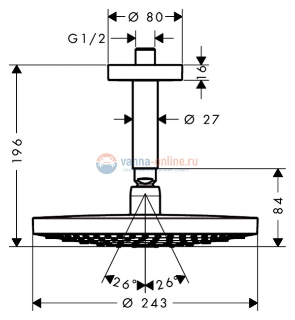 Верхний душ Hansgrohe Raindance Select S 240 2jet 26469000 EcoSmart Верхний душ Hansgrohe Raindance Select S 240 2jet 26469000 EcoSmart
