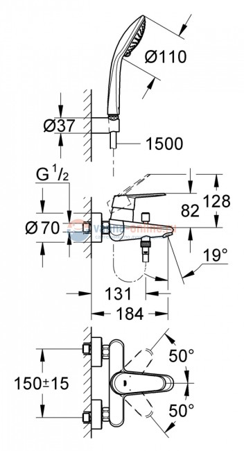 Смеситель Grohe Eurodisc Cosmopolitan 33395002 для ванны/душа, с гарнитуром в комплекте Смеситель Grohe Eurodisc Cosmopolitan 33395002 для ванны/душа, с гарнитуром в комплекте