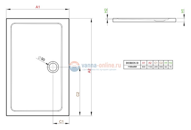 Поддон для душа Radaway Doros D 80 x 110