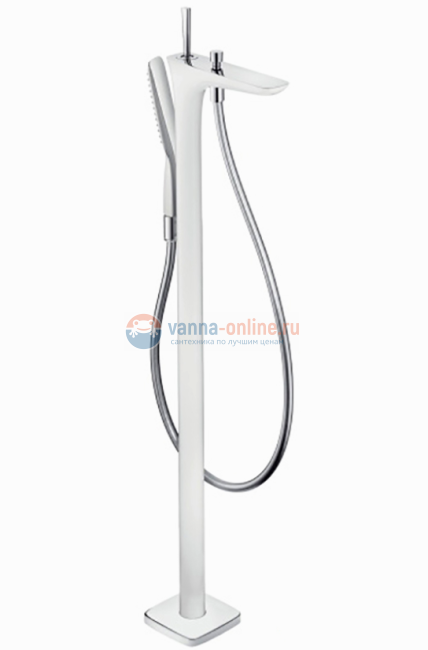 Смеситель Hansgrohe PuraVida 15473400 для ванны и душа, белый/хром Смеситель Hansgrohe PuraVida 15473400 для ванны и душа, белый/хром
