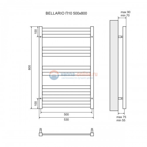 Полотенцесушитель водяной Lemark Bellario LM68810, П10, ширина 53 см, высота 80 см Полотенцесушитель водяной Lemark Bellario LM68810, П10, ширина 53 см, высота 80 см