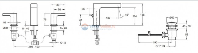 Смеситель Jacob Delafon Strayt E37331-CP с донным клапаном для раковины Смеситель Jacob Delafon Strayt E37331-CP с донным клапаном для раковины