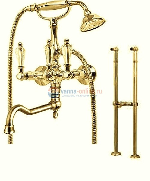 Смеситель Cezares Diamond VDPS2-03/24-Sw цвет золото, ручки Swarovski