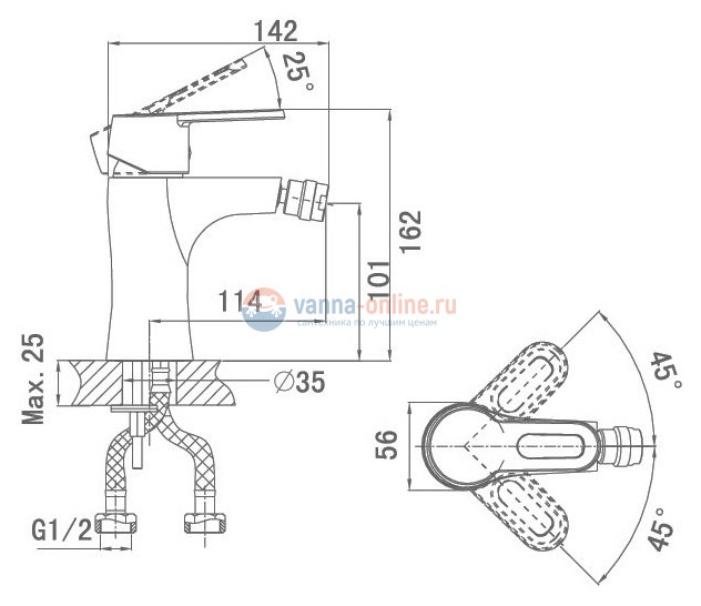 Смеситель D&K Bayern DA1172201 для биде Смеситель D&K Bayern DA1172201 для биде