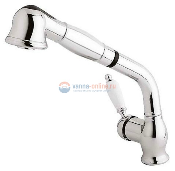 Смеситель Cezares ELITE-LLDM-01-Bi для кухни, хром, ручка белая Смеситель Cezares ELITE-LLDM-01-Bi для кухни, хром, ручка белая