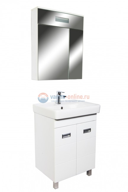 Зеркальный шкаф Orange Таис 60 см, с LED-подсветкой, цвет корпуса - белый Зеркальный шкаф Orange Таис 60 см, с LED-подсветкой, цвет корпуса - белый