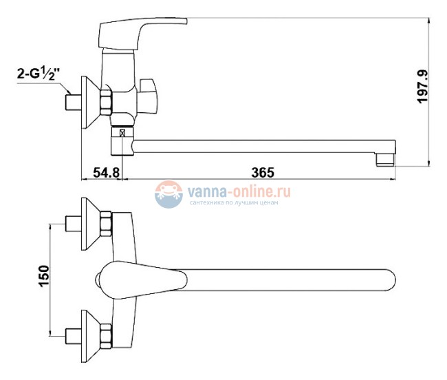 Смеситель Timo Beverly 2105Y-CR chrome для ванны и душа, длинный излив Смеситель Timo Beverly 2105Y-CR chrome для ванны и душа, длинный излив