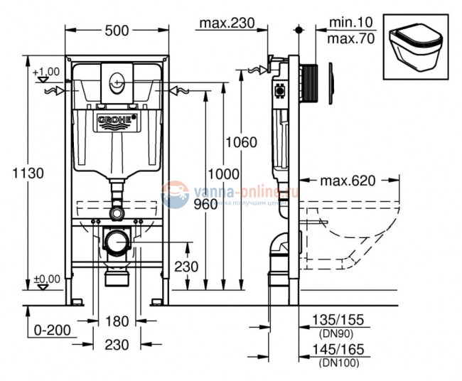 Инсталляция Grohe с унитазом Villeroy&Boch Architectura 5685 HR01 alpin, сиденье микролифт, 38721001/5685 HR01, комплект Инсталляция Grohe с унитазом Villeroy&Boch Architectura 5685 HR01 alpin, сиденье микролифт, 38721001/5685 HR01, комплект