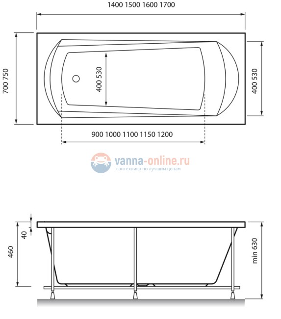 Ванна акриловая Relisan Tamiza, 140 х 70 см
