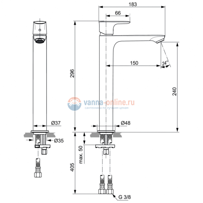 Смеситель для раковины Ideal Standard CONNECT AIR Vessel A7027A5