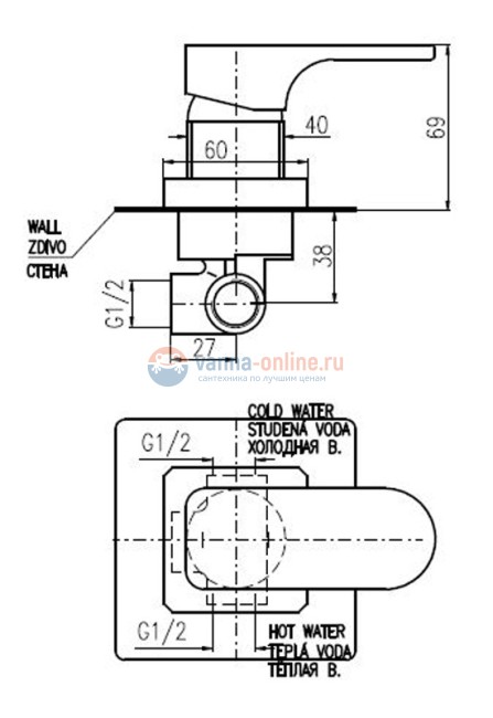 Смеситель для душа скрытого монтажа Rav-Slezak Yukon YU183, хром