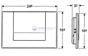 Клавиша Geberit Tango 115.760.46.1, хром матовый, металл, 246*164 мм