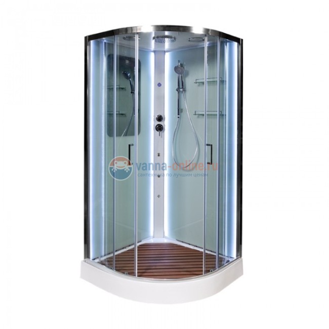 Душевая кабина Deto A 09 90 x 90 см, с крышей, Led с кнопкой и гидромассажем