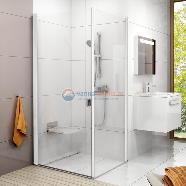 Душевой уголок Ravak Chrome CRV1+CPS 100 x 80 см профиль белый, стекло Транспарент