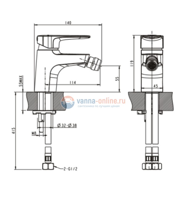 Смеситель Bravat Eler F3239218CP-1-RUS для биде, хром