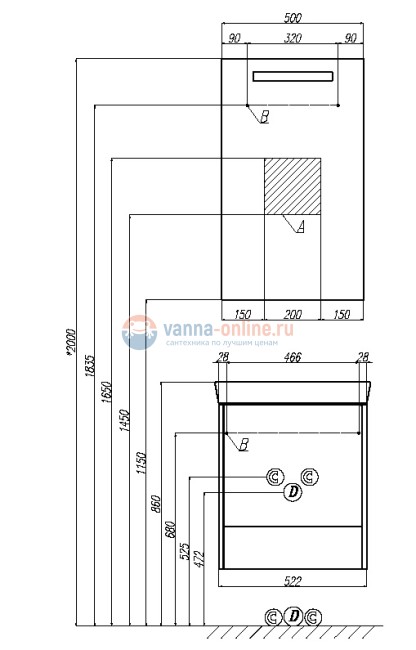 Тумба под раковину Акватон Йорк 55 М,1A170801YOAV0, белый/ясень фабрик