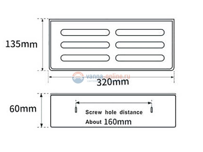Полка прямоугольная Rush Edge ED77164A, хром