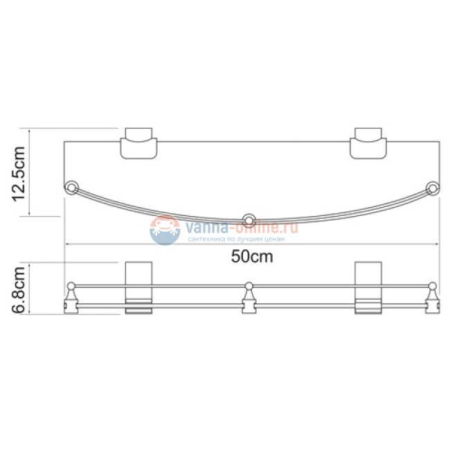 Полка стеклянная WasserKRAFT Leine K-5044WHITE Полка стеклянная WasserKRAFT Leine K-5044WHITE