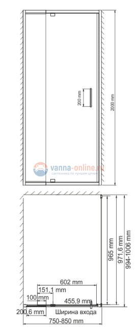 Душевой уголок WasserKRAFT Berkel 48P29, стекло прозрачное, 100 см