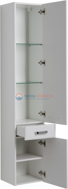 Пенал Aquanet Рондо 35, дверцы, ящик, белый антик, 00196774