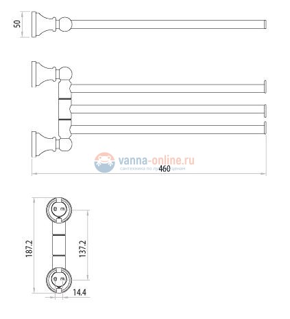 Полотенцедержатель Lemark LM8102C, поворотный, тройной
