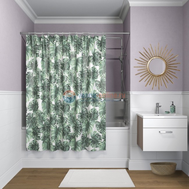 Штора для ванной комнаты Iddis Basic 200 x 180 см, B13P218i11, полиэстер, зеленый