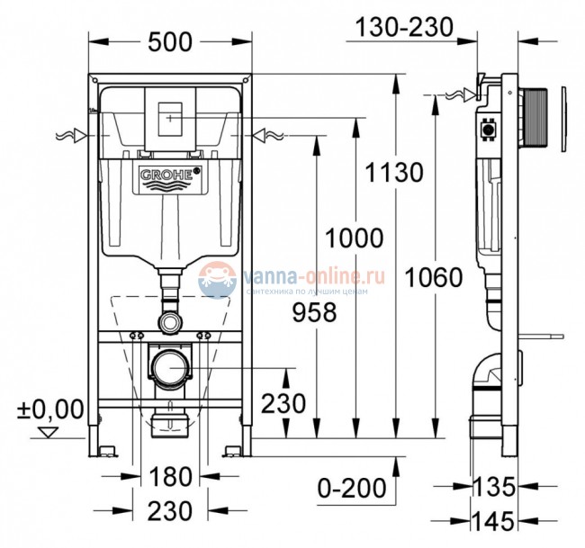 Инсталляция Grohe с унитазом Villeroy&Boch Architectura 5685 HR01 alpin, сиденье микролифт, 38775001/5685 HR01, комплект Инсталляция Grohe с унитазом Villeroy&Boch Architectura 5685 HR01 alpin, сиденье микролифт, 38775001/5685 HR01, комплект