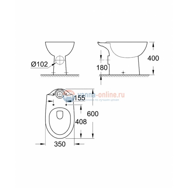 Напольный унитаз Grohe Bau Ceramic 39428000, белый