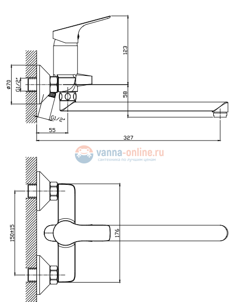 Смеситель Orange Dia M45-211cr для ванны и душа Смеситель Orange Dia M45-211cr для ванны и душа