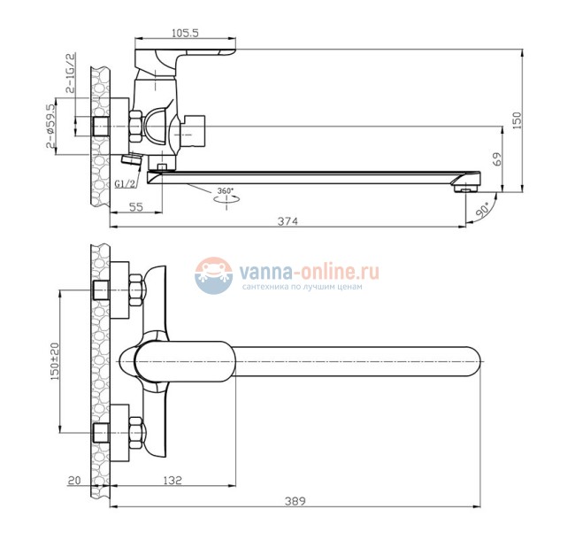 Смеситель Agger Gorgeous A0221100 для ванны и душа, хром