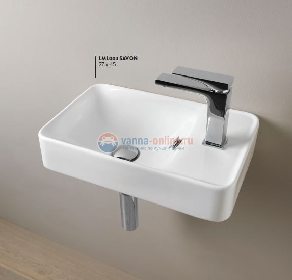 Раковина ArtCeram Lavamani Savon LML003 01; 00, подвесная, цвет - белый, 45 х 27,5 х 10,5 см