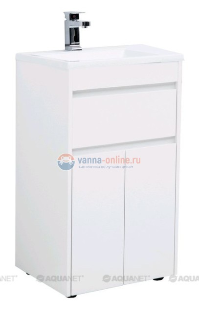 Тумба под раковину Aquanet Токио 48 00237744 (напольная, 1 ящик, 2 дверцы), цвет белый