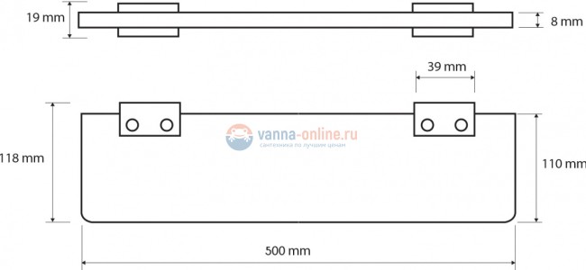 Полка стеклянная Bemeta Via 135002352 50 x 11.8 x 1.9 см, хром