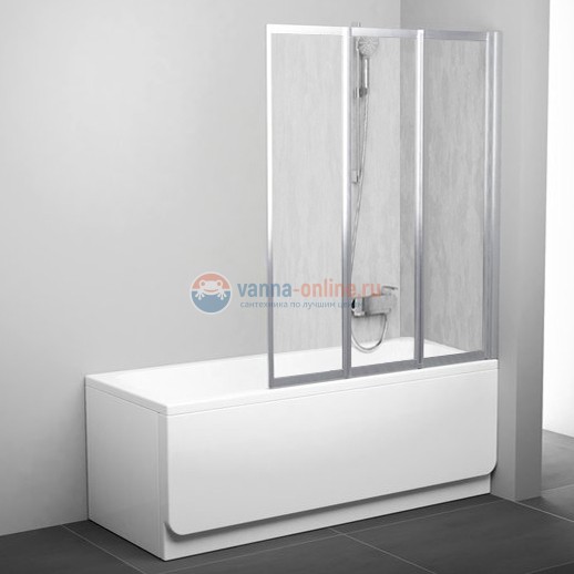 Шторка на ванну Ravak VS3 100 Rain, 795P0U0041, профиль сатин